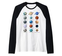 Tipi di Pianeti Astronomia Science Chart Maglia con Maniche Raglan