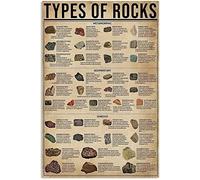 Tipi di rocce Knowledge cartelli in metallo poster in alluminio tipi di rocce popolare scuola scienza giardino garage club cucina casa decorazione da parete regalo 20,3 x 30,5 cm