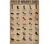 Tipi di scarpe da donna in latta, stile vintage, per supermercato, bar, caffetteria, scuola, poster per casa, camera da letto, bagno, caffetteria, ufficio, grotta, club, bar, decorazione divertente da