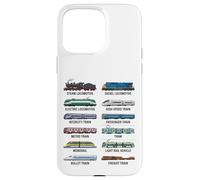 Tipi di treni Tabella dei veicoli ferroviari educativi per bambini Custodia per iPhone 15 Pro Max