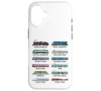 Tipi di treni Tabella dei veicoli ferroviari educativi per bambini Custodia per iPhone 16