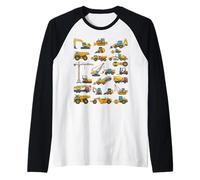 Tipi di Veicoli da Costruzione Tabella macchinari Pesanti Maglia con Maniche Raglan