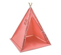 Tipi - Tenda da gioco per bambini, con tappetino e catena luminosa, 1,4 m di altezza, in tela di cotone, pieghevole, per 1-3 bambini, per interni ed esterni (rosa)