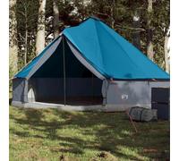 Tipi Tenda Famiglia per 6 persone, blu impermeabile, tenda da campeggio con connettore E e pareti di rete per ventilazione, zanzariera pieghevole, leggera e portatile