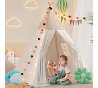 Tipi tenda per bambini, tenda da gioco con coperta imbottita, catena luminosa, borsa per il trasporto, stile Montessori, per bambini, colore: verde chiaro