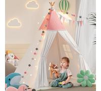 Tipi tenda per bambini, tenda da gioco con coperta imbottita, catena luminosa, borsa per il trasporto, stile Montessori, per bambini, colore: verde chiaro