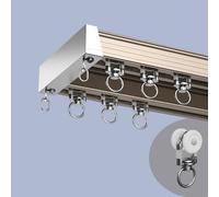 TIPIACE Doppio binario della tenda, pesante binario congiunto Nano delle tende del silenzio delle rotaie della tenda lunghezza su misura (Montaggio a soffitto- Champagne, lunghezza 150 cm)