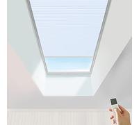TIPIACE Hard-Wired o Ricaricabile Motorized Cellular Shades Tende a nido d'ape senza fili Full Blackout Fabric Window Shades per il lucernario (Pure White 93021A)