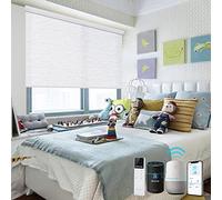 TIPIACE Tende elettriche Semi Blackout Ricaricabili realizzate in Tessuto Ramie alla Moda, Adatte per la casa, L'Ufficio e Dimensioni Personalizzate (metà Blackout-Bianco W150 x H230 cm)