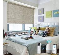 TIPIACE Tende elettriche Semi Blackout Ricaricabili realizzate in Tessuto Ramie alla Moda, Adatte per la casa, L'Ufficio e Dimensioni Personalizzate (Kaki W210 x H230 cm)