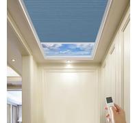 TIPIACE Tende per Lucernari Motorizzate a Batteria Ricaricabile (Nuovo Upgrade) - Tessuto Honeycomb Blackout Completo, Adatto per finestre in camera, Misure Personalizzate (Light Blue 93021G)