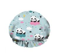 Tipo 0002 Gorro de ducha de baño impermeable doble Lindo guepardo Animal de dibujos animados Ramas de hierba Hojas Flores Gorro de ducha de moda reutilizable para mujeres Belleza Baño Cabello Spa Hoga