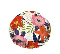 Tipo 0009 Gorro de ducha de baño impermeable doble Lindo guepardo Animal de dibujos animados Ramas de hierba Hojas Flores Gorro de ducha de moda reutilizable para mujeres Belleza Baño Cabello Spa Hoga