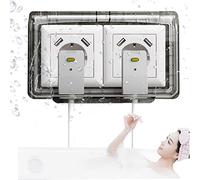 Tipo 86 Copri Presa Elettrica Doppia da Impermeabile, 20.7x12.7x8cm Autoadesivo Scatola Esterna Presa per Esterno, Copri Prese da Elettriche Muro con serratura, per Bagno, Cucina, Soggiorno