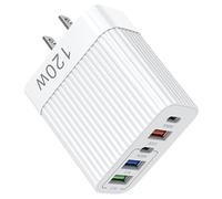 Tipo C Interface PD Charger - Blocco caricabatterie a porta multipla 120 W, caricatore a porta multipla - Hub della stazione di ricarica rapida, presa di ricarica di tipo C portatile per telefoni