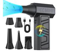 Tipo-C Ricarica Turbo Jet Ventilatore 130000RPM Ventilatore per auto 5 Ugelli di uscita Soffiaggio portatile Strumento per pulizia della neve Spolverino elettrico
