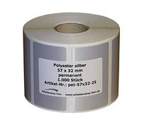 Tipo cartelli/poliestere etichette - Boccola 57 x 32 mm - 1.000 pezzi - argento - 25 mm