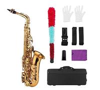 Tipo Chiave Strumento a Fiato Golden E Flat Flat Saxophone Brass Body Body Shell Keys Shell Strumento di Legno con Guanti Valigia Guanti con Scollo A Sassofono