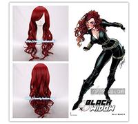 Tipo di cartone animato originale The Advengers Parrucca per capelli cosplay vedova nera 65cm Parrucca per capelli ondulati rosso scuro Natasha Romanoff Halloween
