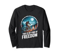 Tipo di libertà Bikepacking Natura Luna Notte Ciclismo Retro Maglia a Manica
