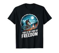 Tipo di libertà Bikepacking Natura Luna Notte Ciclismo Retro Maglietta