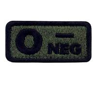 Tipo O negativo Gruppo sanguigno tattico con Fissaggio Chiusura a uncino e asola Ricamata Toppa, Oliva Drab