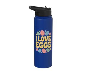Tipografia a pastello giocosa I Love Eggs Stainless Steel Insulated Water Bottle