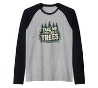 Tipografia della Natura della Foresta, Grafica Rustica del Deserto Maglia con Maniche Raglan
