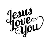 tipografia Gesù ti ama Adesivi con scritte 40x50.4cm Dotato di kit di pellicola di trasferimento Nero