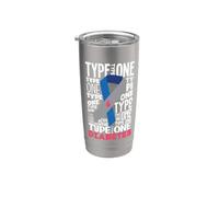 Tipografia nastro grigio e blu Tipo 1 Consapevolezza del diabete Bicchiere termico in acciaio inox doppia parete
