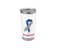 Tipografia nastro grigio e blu Tipo 1 Consapevolezza del diabete Bicchiere termico in acciaio inox doppia parete
