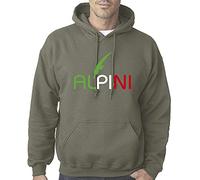 Tipolitografia Ghisleri Felpa Militare Alpini Verde Cappuccio e tasconi