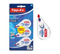 Tipp-Ex, Mini Pocket Mouse, Bianchetto a Nastro, Cancelleria Scuola e Ufficio, Correttori a Nastro 2+1, Confezione da 3 Unità