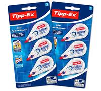 Tipp-Ex, Pocket Mouse, Bianchetto a Nastro, Cancelleria Scuola e Ufficio, Correttori a Nastro 3x2, Confezione da 6 Unità