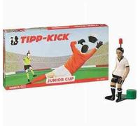 TIPP-KICK Gioco Junior Cup con Kicker extra - Set da calcio balilla pronto per il gioco con 1 kicker, 2 x attaccanti e portieri dipinti a mano Toni, campo da gioco in feltro