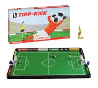 TIPP-KICK Gioco Junior Cup con Kicker extra - Set da calcio balilla pronto per il gioco con 1 kicker, 2 x attaccanti e portieri dipinti a mano Toni, campo da gioco in feltro