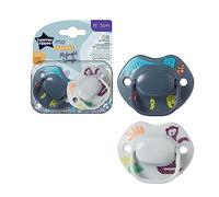 Tommee Tippee Moda Soothers, Design ortodontico simmetrico, Silicone privo di BPA, Modello/colore assortiti, 18-36 m, 1 confezione da 2 pezzi