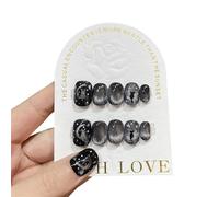 Tips per unghie, unghie finte, tips art, Breve stampa nera fatta a mano for occhi di gatto sulle unghie Glitter indossabili Unghie finte Decorazione a copertura totale Suggerimenti for unghie finte fo