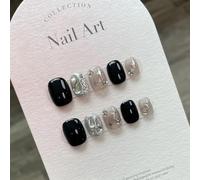 Tips per unghie, unghie finte, tips art, Breve stampa nera fatta a mano for occhi di gatto sulle unghie Glitter indossabili Unghie finte Decorazione a copertura totale Suggerimenti for unghie finte fo