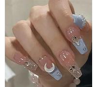 Tips per unghie, unghie finte, tips art, Punte for unghie quadrate lunghe ballerina Unghie finte Unghie finte Fiore di camelia Perla Design Stampa sulle unghie(5)