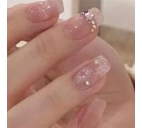 Tips per unghie, unghie finte, tips art, Punte for unghie quadrate lunghe ballerina Unghie finte Unghie finte Fiore di camelia Perla Design Stampa sulle unghie(20)