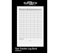 Tips Tracker Log Book: 100 Month Journal for Tracking Pay, Cash, Credit Card and Payment App Tips and Income Totals