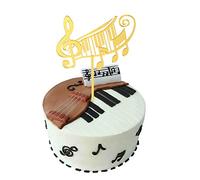 Tiptop Home - Topper per torta di compleanno, in acrilico dorato, con scritta "Happy Birthday", decorazione per feste musicali fai da te