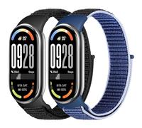 Tiptops Cinturino in nylon compatibile solo per Xiaomi Smart Band 10/9/8 Donna Uomo, 2 Pezzi Traspirante Nylon Cinturino Sport Solo Loop di Ricambio per Xiaomi Mi Band 8/9/10, Nylon, Senza Gemstone