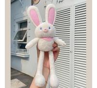 Tira su il coniglio di peluche, il coniglietto di Pasqua elastico con le orecchie lunghe, il portachiavi del coniglietto morbido fatto a mano per gli zaini, i compleanni o i regali. (Bianco)
