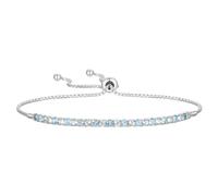Tirafina Bracciale Bolo regolabile in argento Sterling con pietre preziose e zaffiri bianchi creati in laboratorio, facile da indossare e da togliere (dimensione del polso da 15,2 cm, 17,8 cm e 20,3