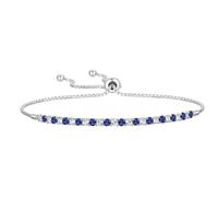 Tirafina Bracciale Bolo regolabile in argento sterling con zaffiri bianchi, facile da indossare e da togliere, dimensioni del polso 15,2 cm, 17,8 cm e 20,3 cm, blu zaffiro, rubino, smeraldo e zaffiro