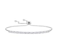 Tirafina Bracciale Bolo regolabile in argento sterling con zaffiri bianchi, facile da indossare e da togliere, dimensioni del polso 15,2 cm, 17,8 cm e 20,3 cm, blu zaffiro, rubino, smeraldo e zaffiro