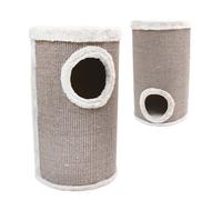 Tiragraffi a 3 entrate e 1 ripiano Cat Tower grigio in sisal per gatti