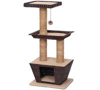 Croci Natural Betulla - Tiragraffi per gatti adulti, con materiali naturali, con cuccia per gatti, sedute, cuscini, parti graffiabili, 45x35x98,5 cm